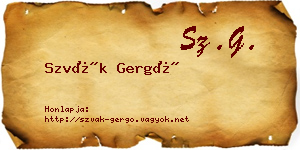 Szvák Gergő névjegykártya